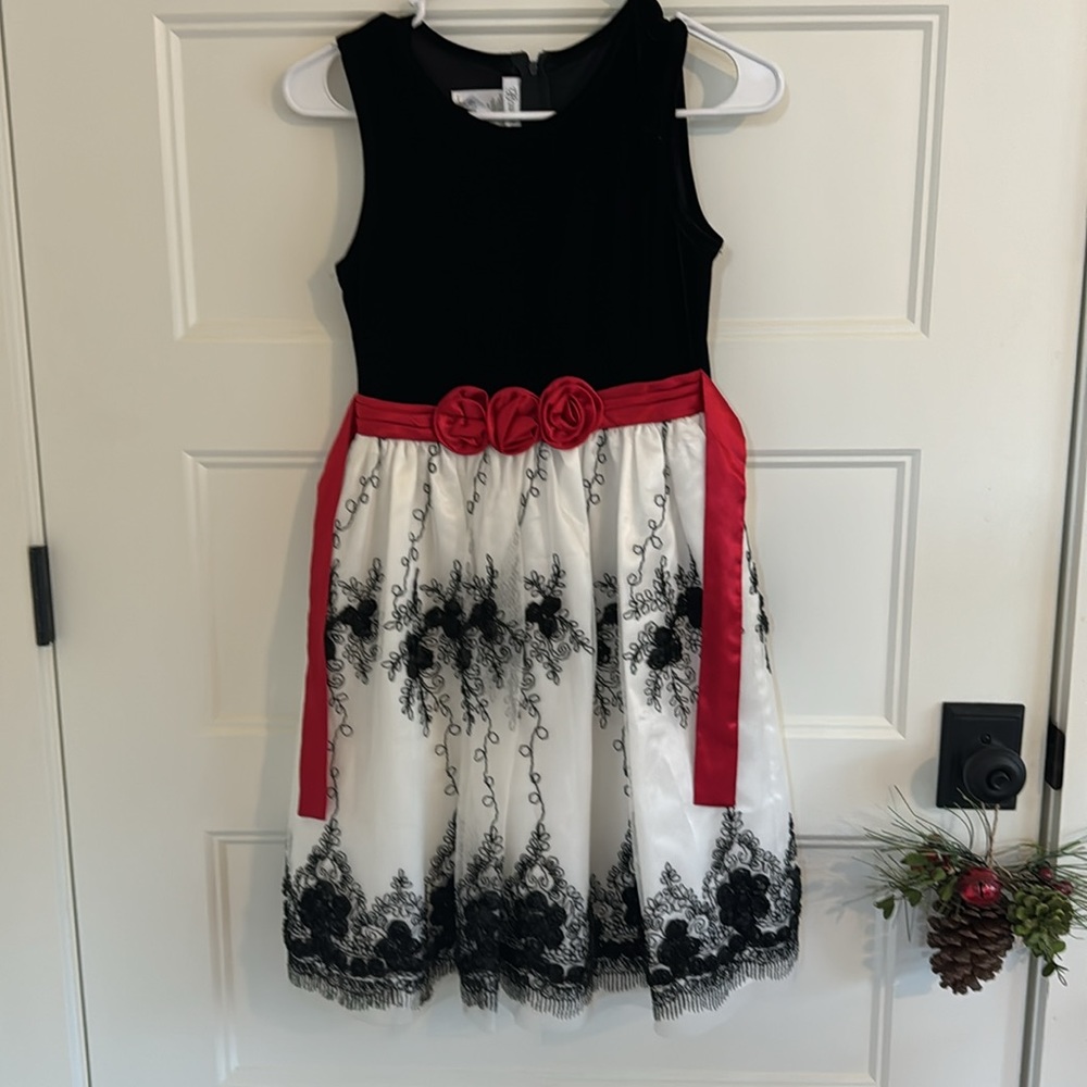 Girls Velvet Satin Holiday Formal Dress Sz 12
